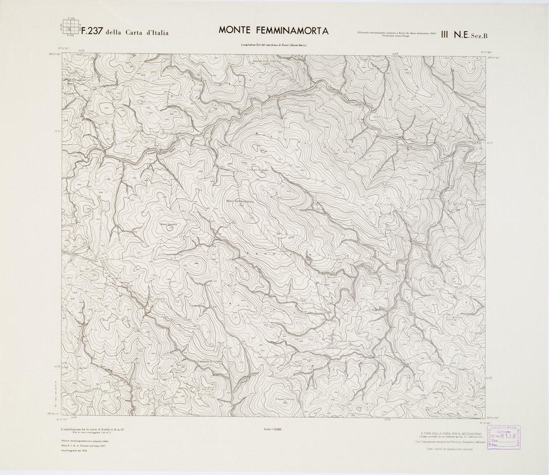 (N:7201) CARTA TOPOGRAFICA DELLA CALABRIA - Foglio 237 III N.E. SEZ.B - Monte Femminamorta (B0001491) Carte e stampe antiche: riproduzione a colori su carta (formato A1)