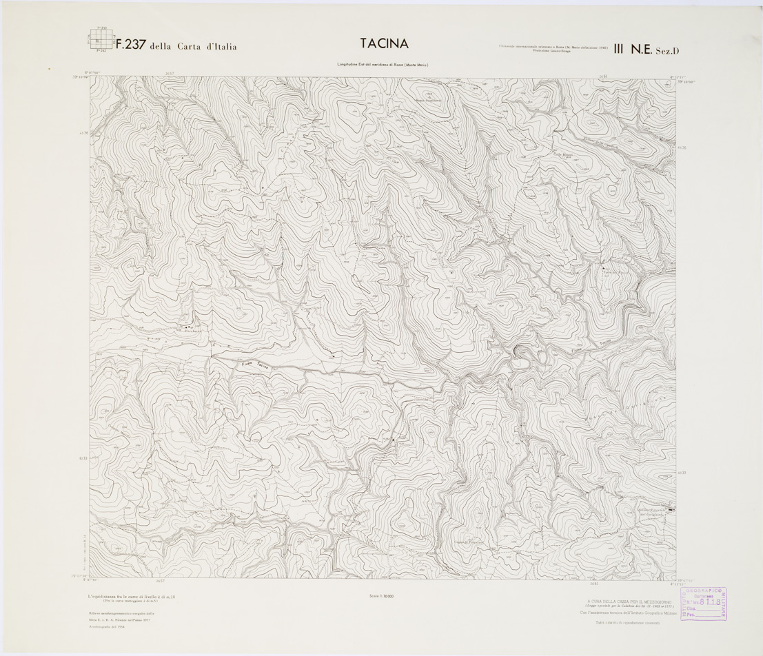 (N:7376) CARTA TOPOGRAFICA DELLA CALABRIA - Foglio 237 III N.E. SEZ.D - Tacina (B0001493) Carte e stampe antiche: riproduzione a colori su carta (formato A1)
