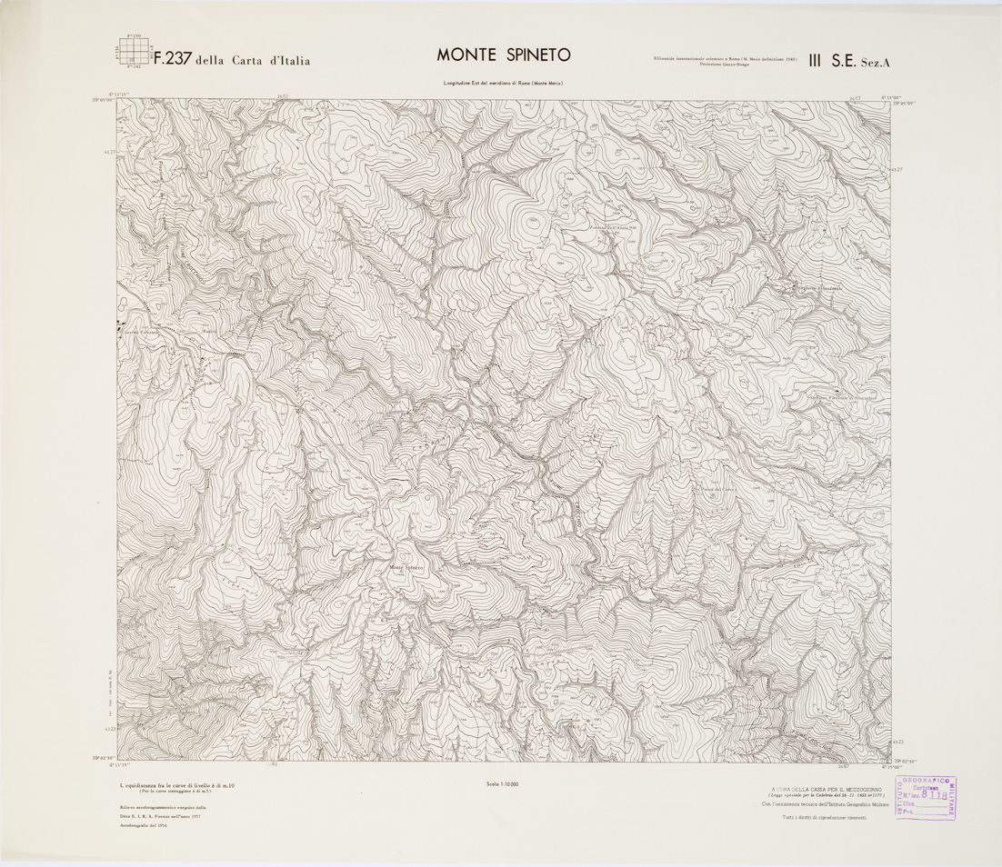 (N:7216) CARTA TOPOGRAFICA DELLA CALABRIA - Foglio 237 III S.E. SEZ.A - Monte Spineto (B0001494) Carte e stampe antiche: riproduzione a colori su carta (formato A1)