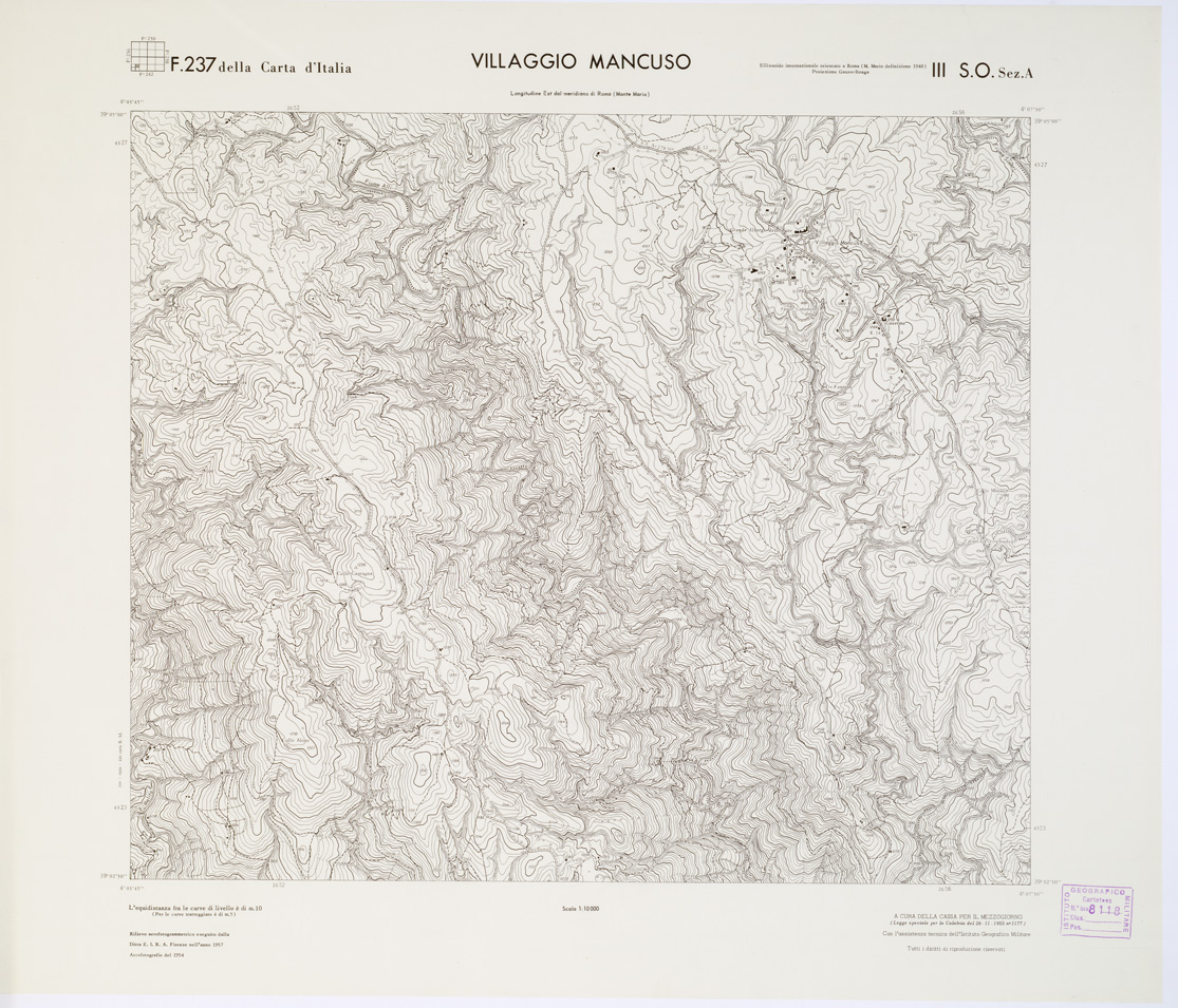 (N:7407) CARTA TOPOGRAFICA DELLA CALABRIA - Foglio 237 III S.O. SEZ.A - Villaggio Mancuso (B0001498) Carte e stampe antiche: riproduzione a colori su carta (formato A1)