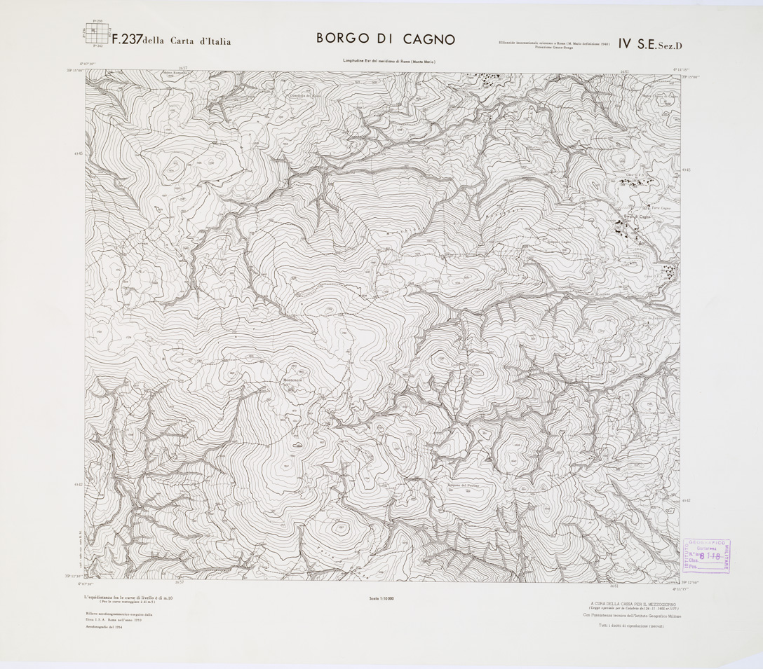 (N:7010) CARTA TOPOGRAFICA DELLA CALABRIA - Foglio 237 IV S.E. SEZ.D - Borgo di Cagno (B0001510) Carte e stampe antiche: riproduzione a colori su carta (formato A1)