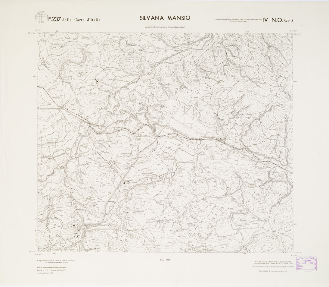 (N:7354) CARTA TOPOGRAFICA DELLA CALABRIA - Foglio 237 IV N.O. SEZ.A - Silvana Mansio (B0001512) Carte e stampe antiche: riproduzione a colori su carta (formato A1)
