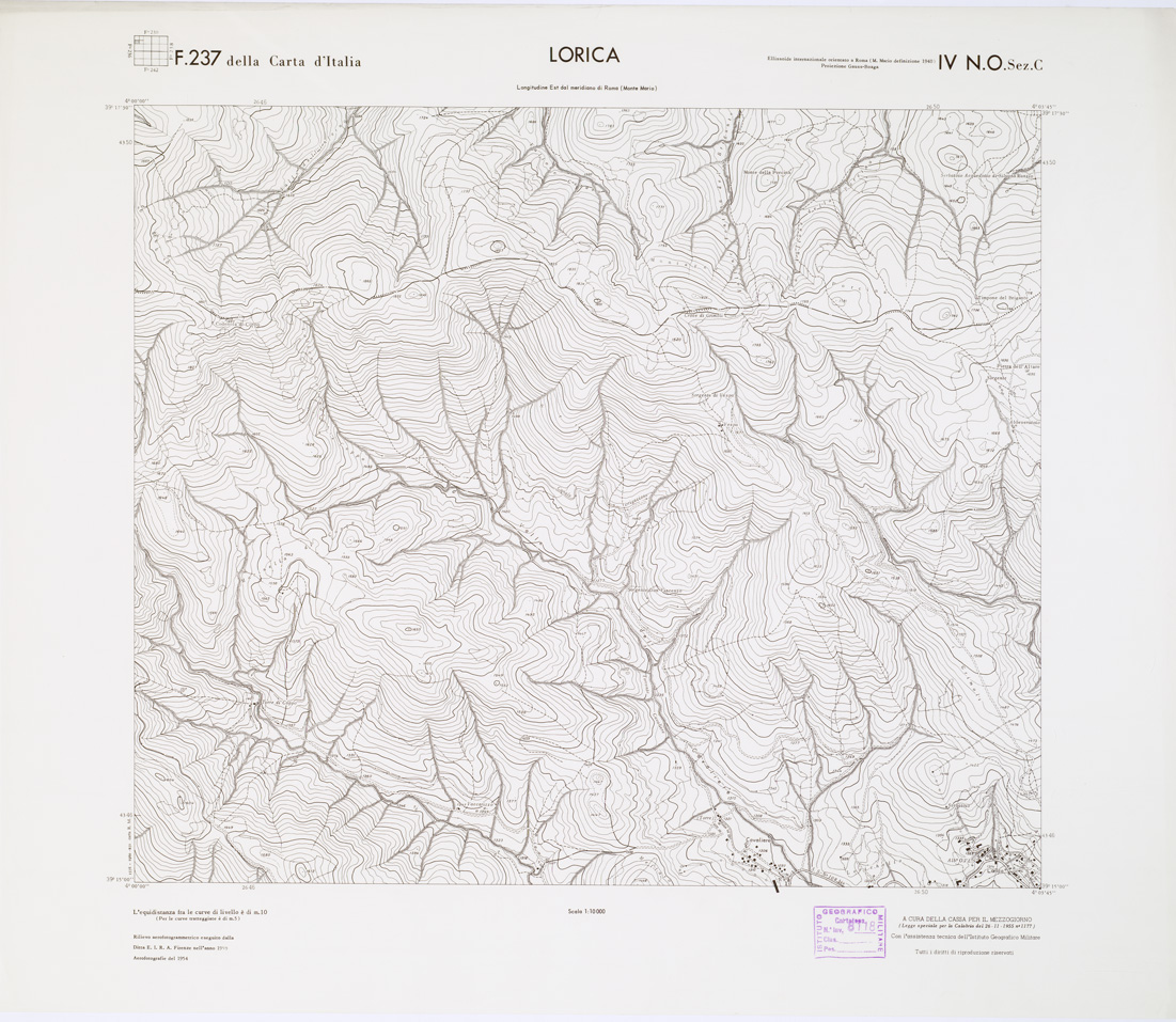 (N:7160) CARTA TOPOGRAFICA DELLA CALABRIA - Foglio 237 IV N.O. SEZ.C - Lorica (B0001514) Carte e stampe antiche: riproduzione a colori su carta (formato A1)