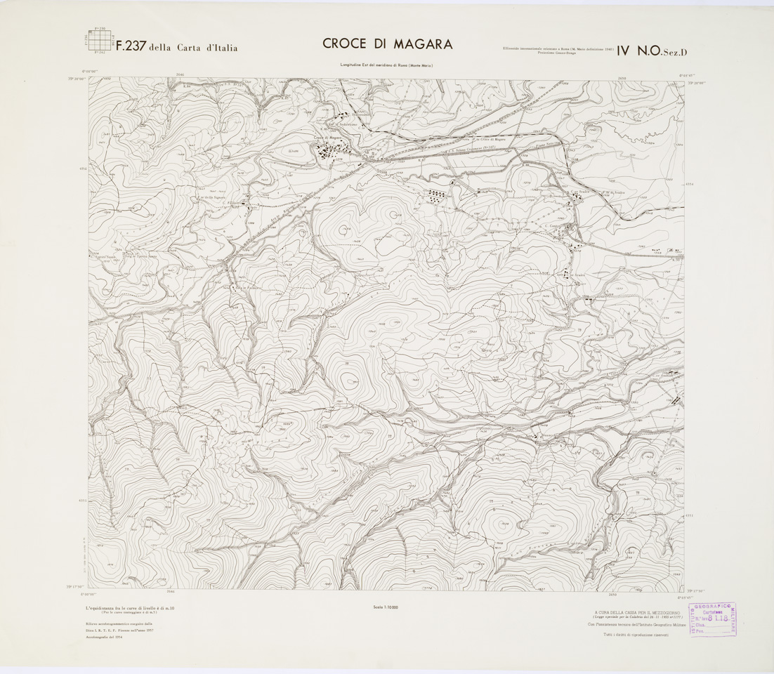 (N:7092) CARTA TOPOGRAFICA DELLA CALABRIA - Foglio 237 IV N.O. SEZ.D - Croce di Magara (B0001515) Carte e stampe antiche: riproduzione a colori su carta (formato A1)