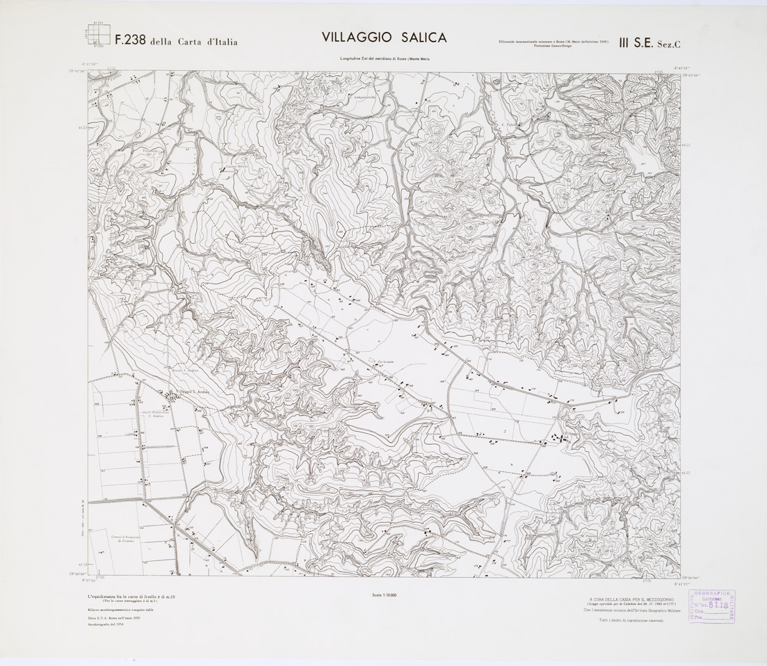 (N:7409) CARTA TOPOGRAFICA DELLA CALABRIA - Foglio 238 III S.E. SEZ.C - Villaggio Salica (B0001520) Carte e stampe antiche: riproduzione a colori su carta (formato A1)
