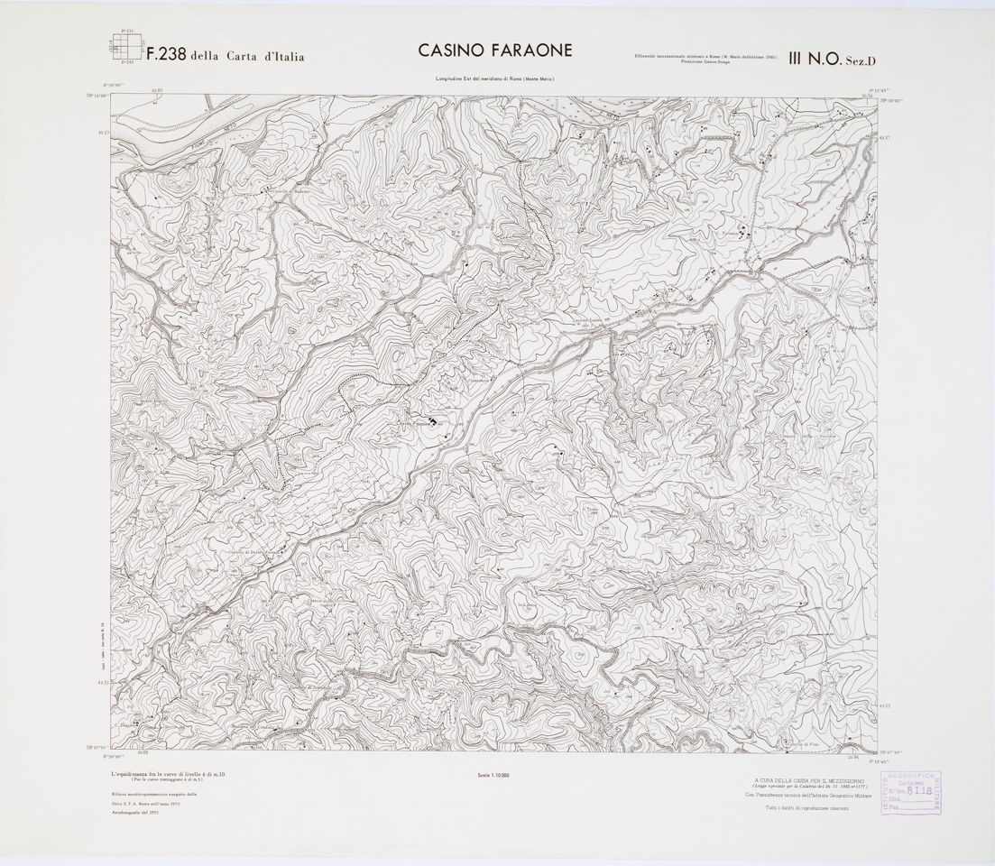 (N:7049) CARTA TOPOGRAFICA DELLA CALABRIA - Foglio 238 III N.O. SEZ.D - Casino Faraone (B0001528) Carte e stampe antiche: riproduzione a colori su carta (formato A1)