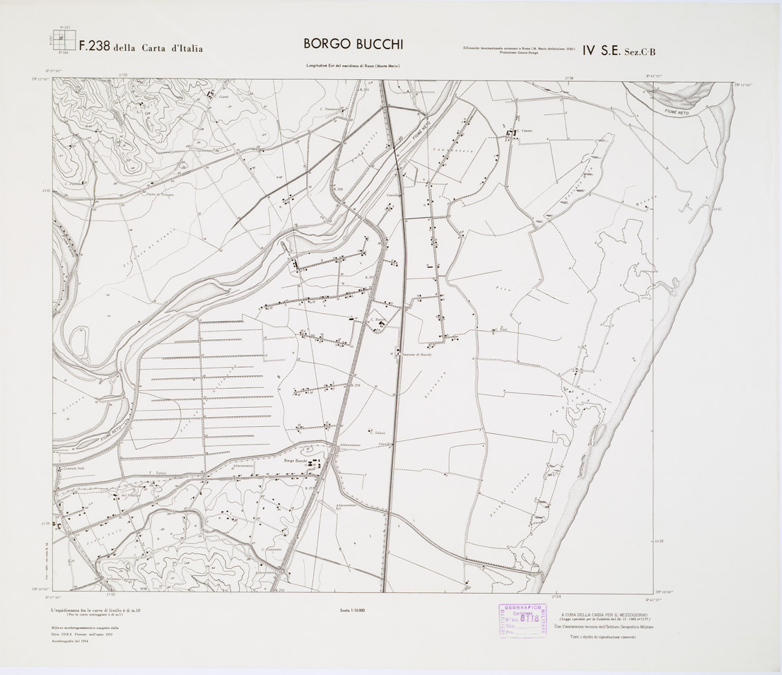 (N:7009) CARTA TOPOGRAFICA DELLA CALABRIA - Foglio 238 IV S.E. SEZ.C-B - Borgo Bucchi (B0001532) Carte e stampe antiche: riproduzione a colori su carta (formato A1)