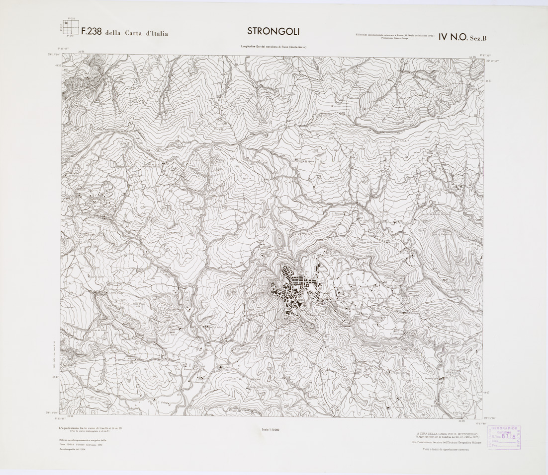 (N:7375) CARTA TOPOGRAFICA DELLA CALABRIA - Foglio 238 IV N.O. SEZ.B - Strongoli (B0001535) Carte e stampe antiche: riproduzione a colori su carta (formato A1)