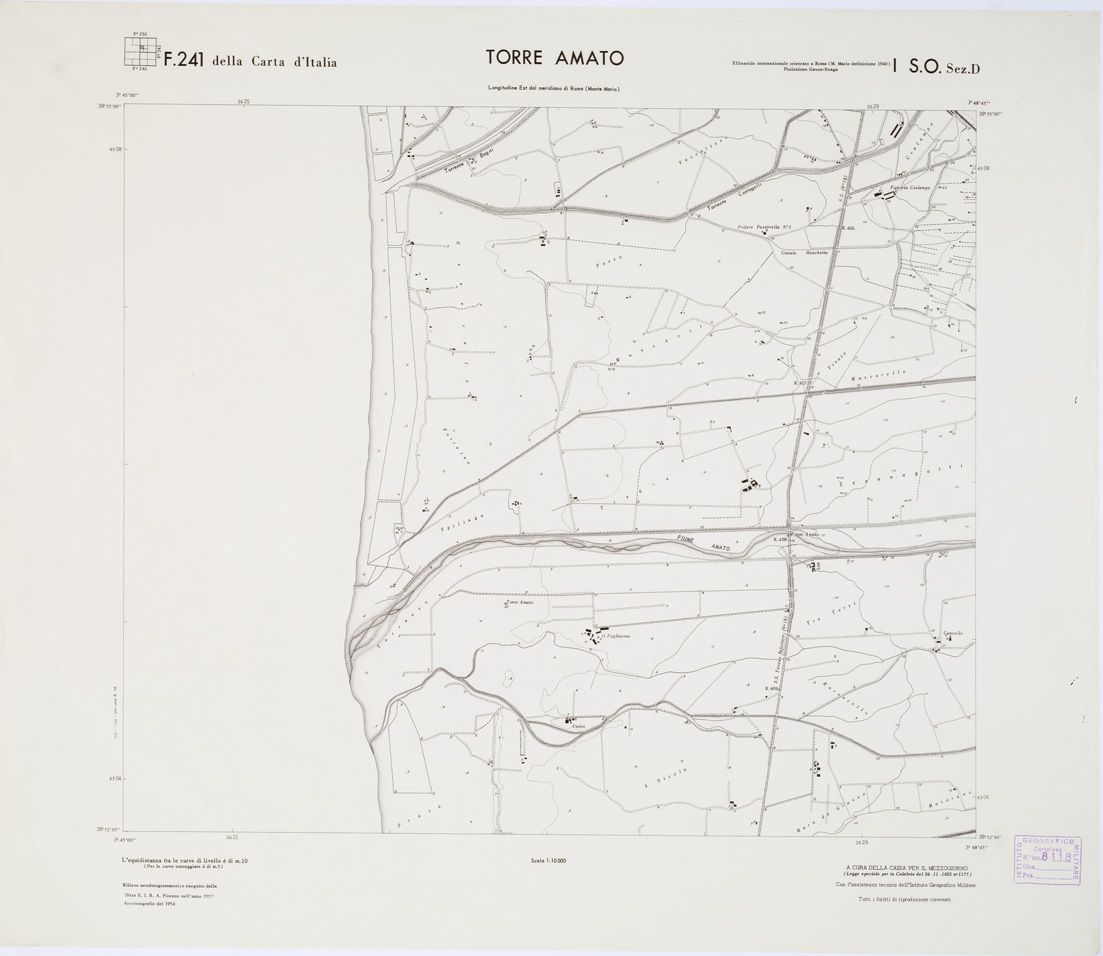 (N:7385) CARTA TOPOGRAFICA DELLA CALABRIA - Foglio 241 I S.O. SEZ.D - Torre Amato (B0001550) Carte e stampe antiche: riproduzione a colori su carta (formato A1)