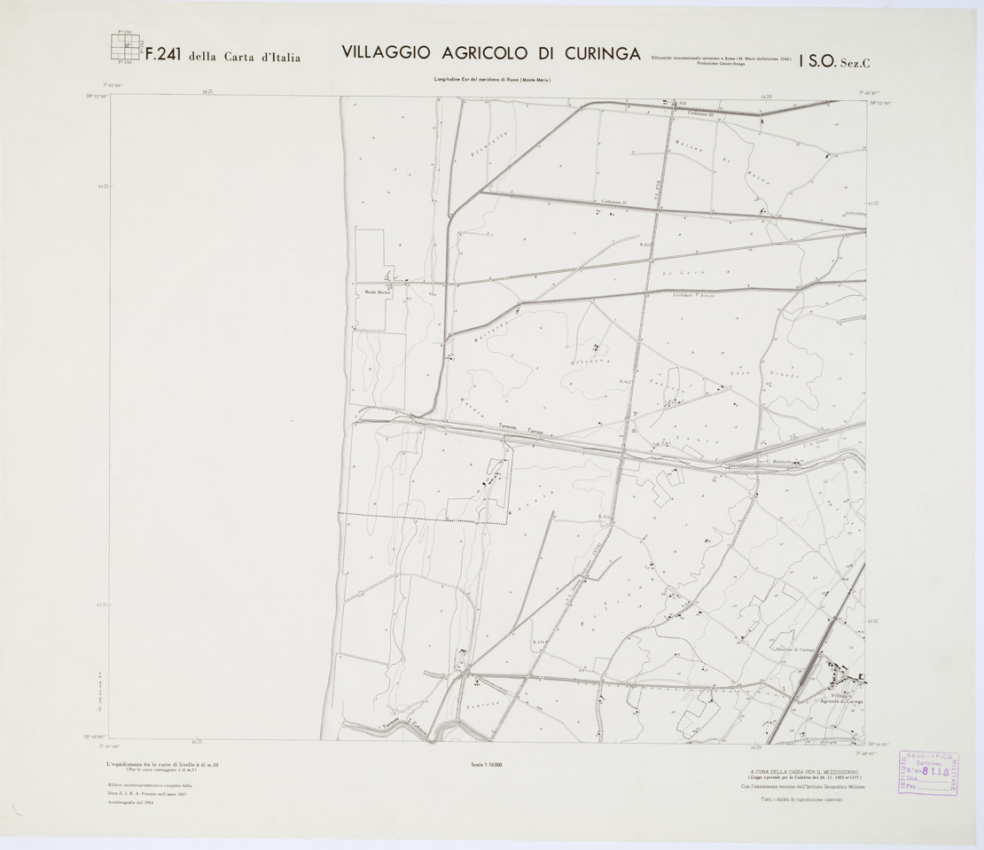 (N:7403) CARTA TOPOGRAFICA DELLA CALABRIA - Foglio 241 I S.O. SEZ.C - Villaggio Agricolo di Curinga (B0001552) Carte e stampe antiche: riproduzione a colori su carta (formato A1)