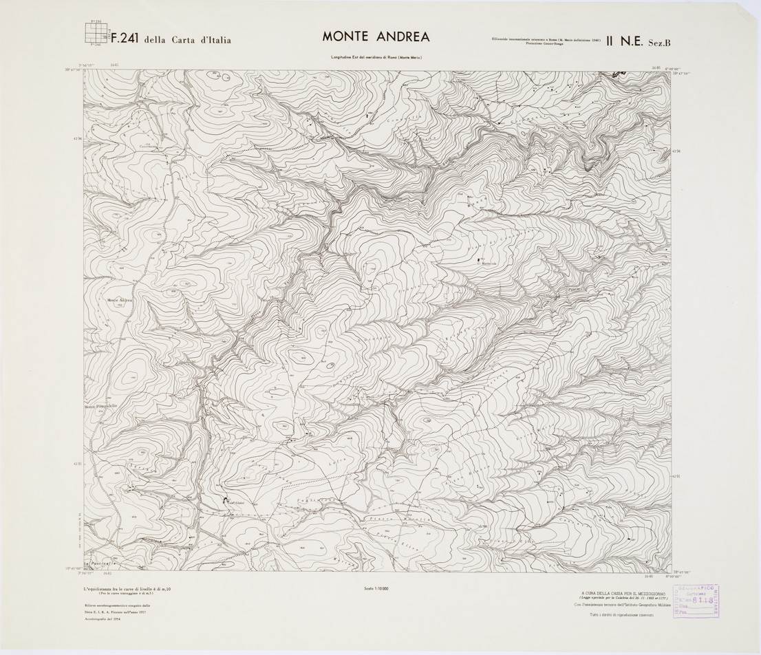 (N:7191) CARTA TOPOGRAFICA DELLA CALABRIA - Foglio 241 II N.E. SEZ.B - Monte Andrea (B0001561) Carte e stampe antiche: riproduzione a colori su carta (formato A1)