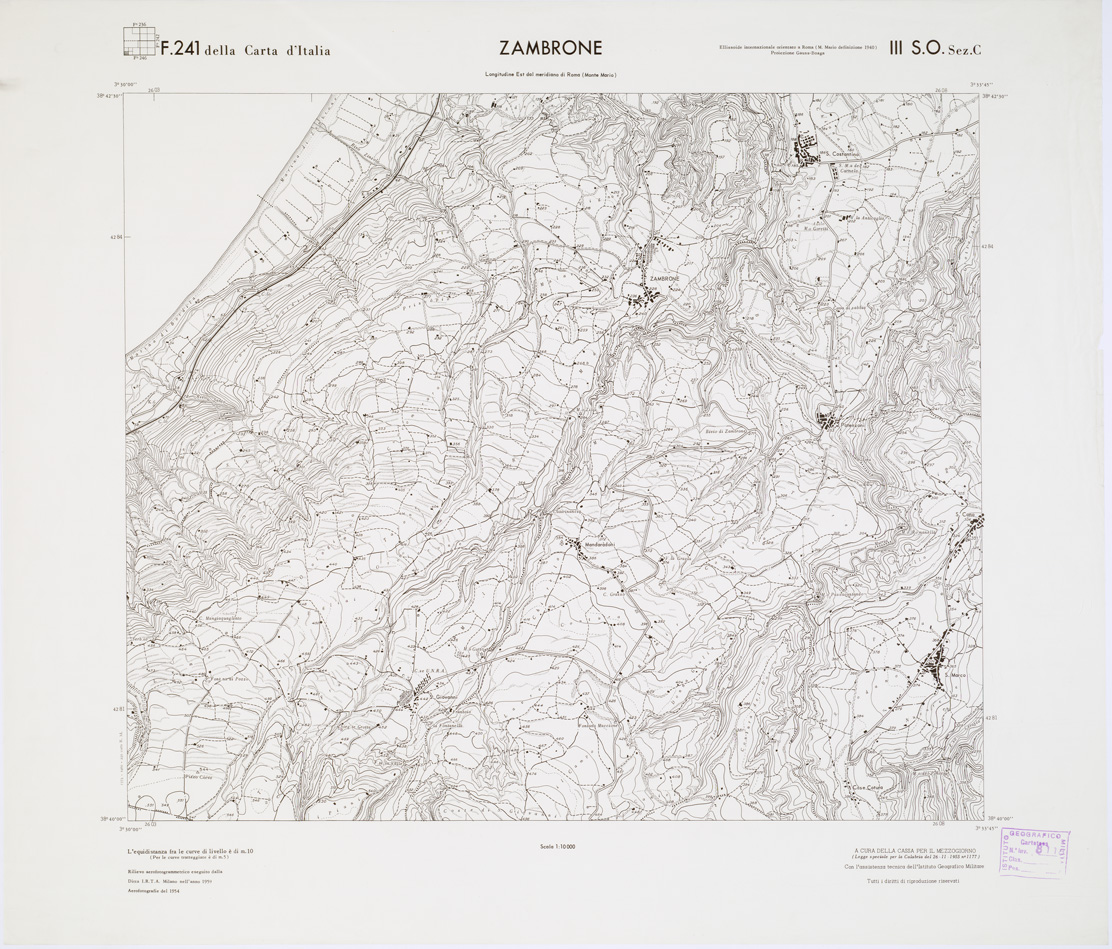 (N:7412) CARTA TOPOGRAFICA DELLA CALABRIA - Foglio 241 III S.O. SEZ.C - Zambrone (B0001576) Carte e stampe antiche: riproduzione a colori su carta (formato A1)