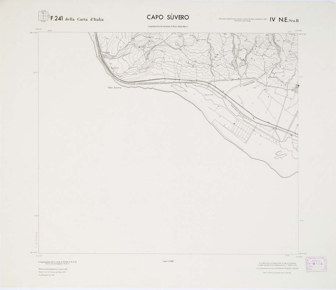 (N:7032) CARTA TOPOGRAFICA DELLA CALABRIA - Foglio 241 IV N.E. SEZ.B - Capo Suvero (B0001580) Carte e stampe antiche: riproduzione a colori su carta (formato A1)