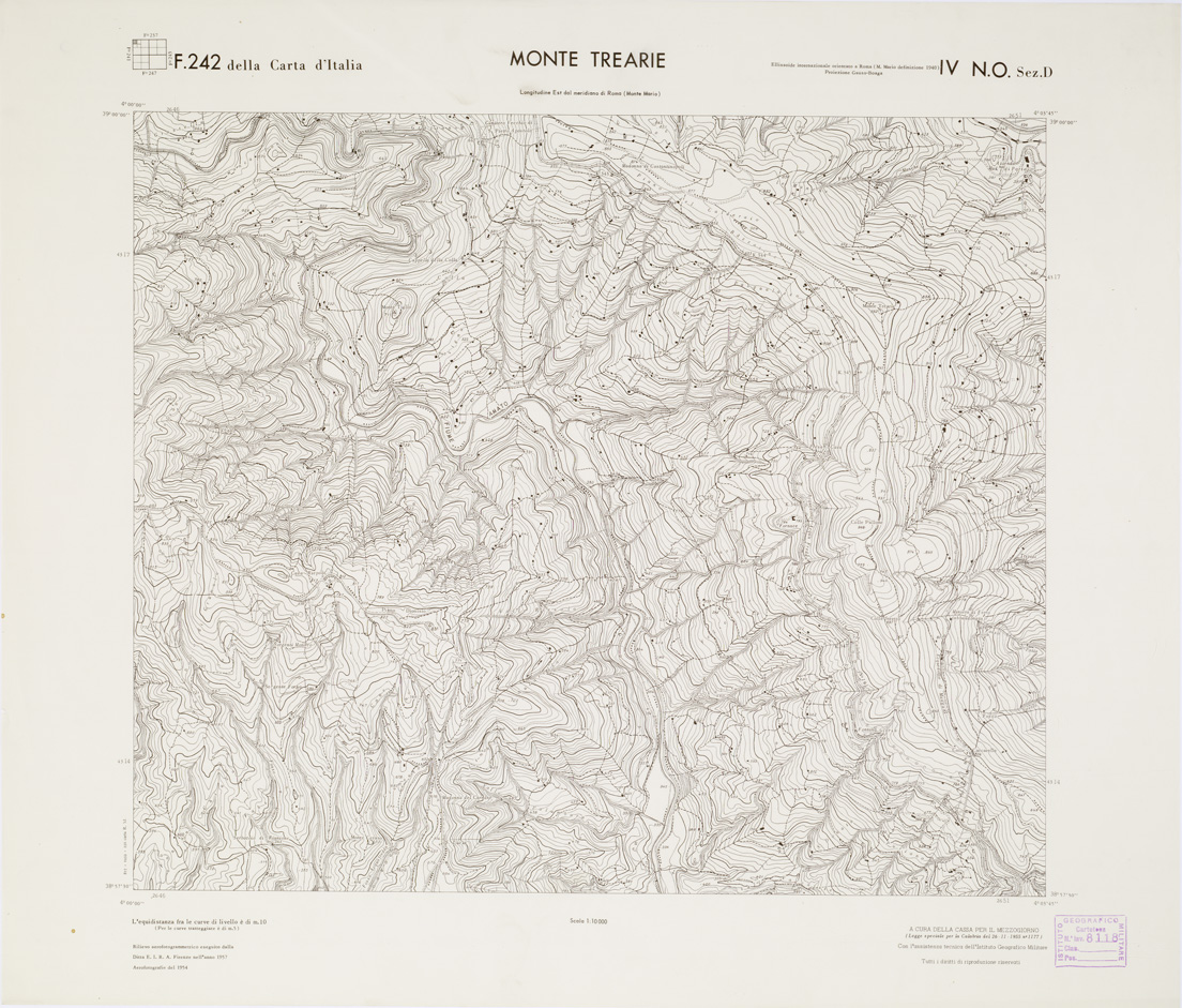(N:7217) CARTA TOPOGRAFICA DELLA CALABRIA - Foglio 242 IV N.O. SEZ.D - Monte Trearie (B0001586) Carte e stampe antiche: riproduzione a colori su carta (formato A1)