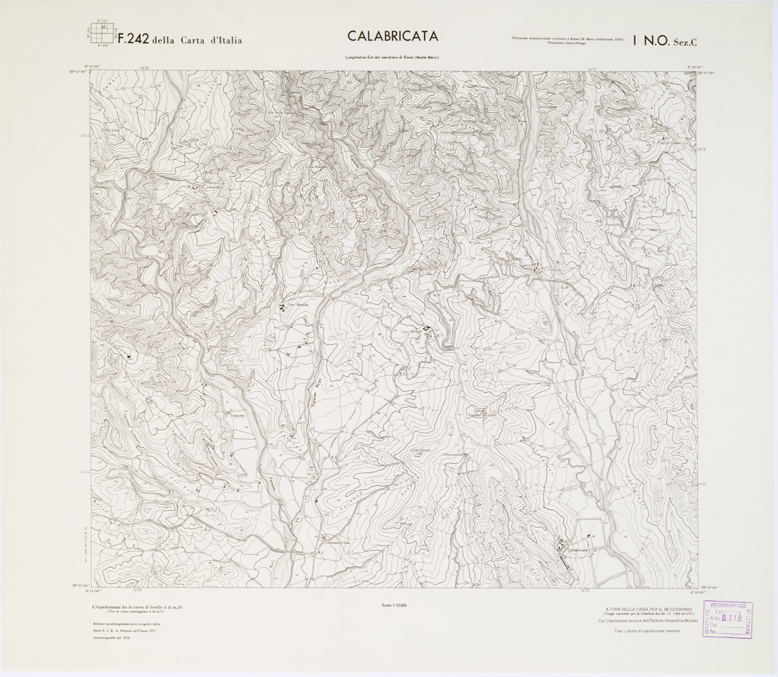 (N:7021) CARTA TOPOGRAFICA DELLA CALABRIA - Foglio 242 I N.O. SEZ.C - Calabricata (B0001602) Carte e stampe antiche: riproduzione a colori su carta (formato A1)
