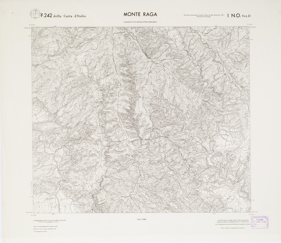 (N:7212) CARTA TOPOGRAFICA DELLA CALABRIA - Foglio 242 I N.O. SEZ.D - Monte Raga (B0001603) Carte e stampe antiche: riproduzione a colori su carta (formato A1)