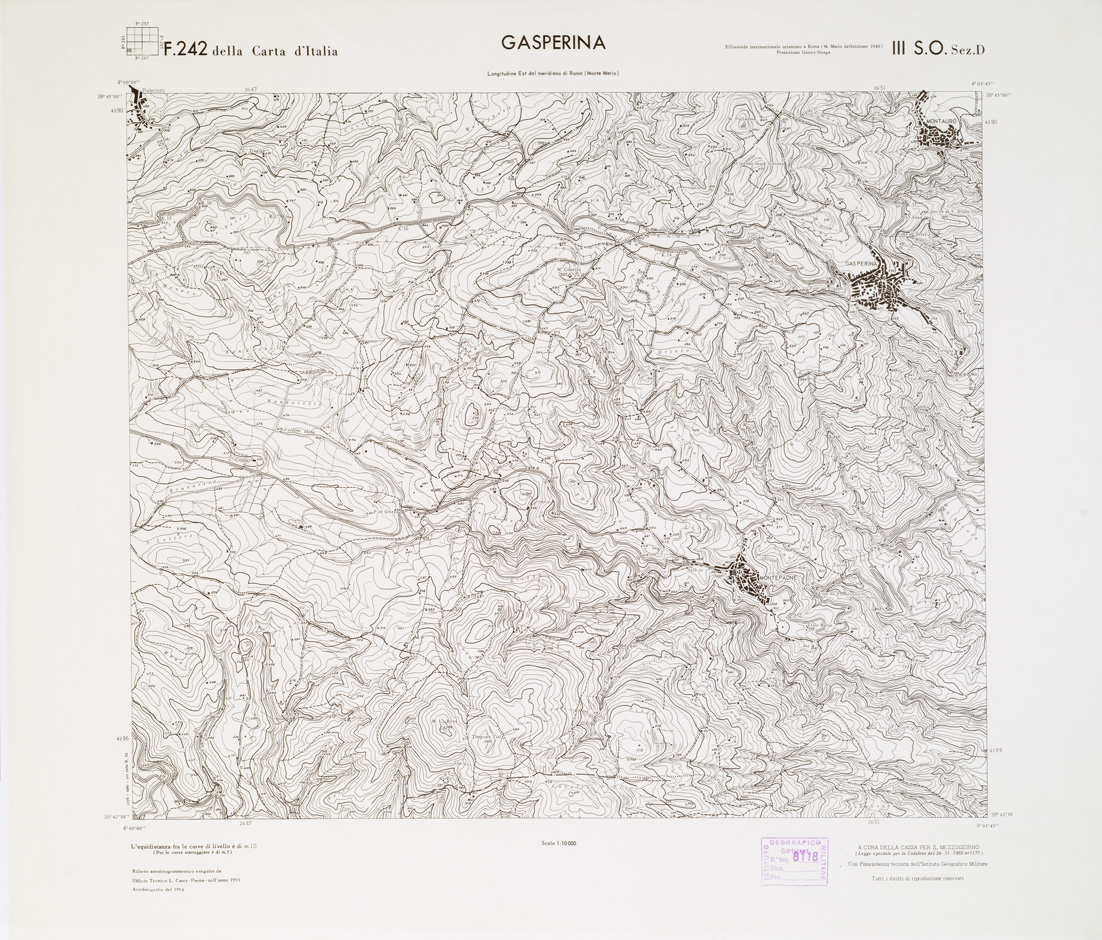 (N:7128) CARTA TOPOGRAFICA DELLA CALABRIA - Foglio 242 III S.O. SEZ.D - Gasperina (B0001604) Carte e stampe antiche: riproduzione a colori su carta (formato A1)