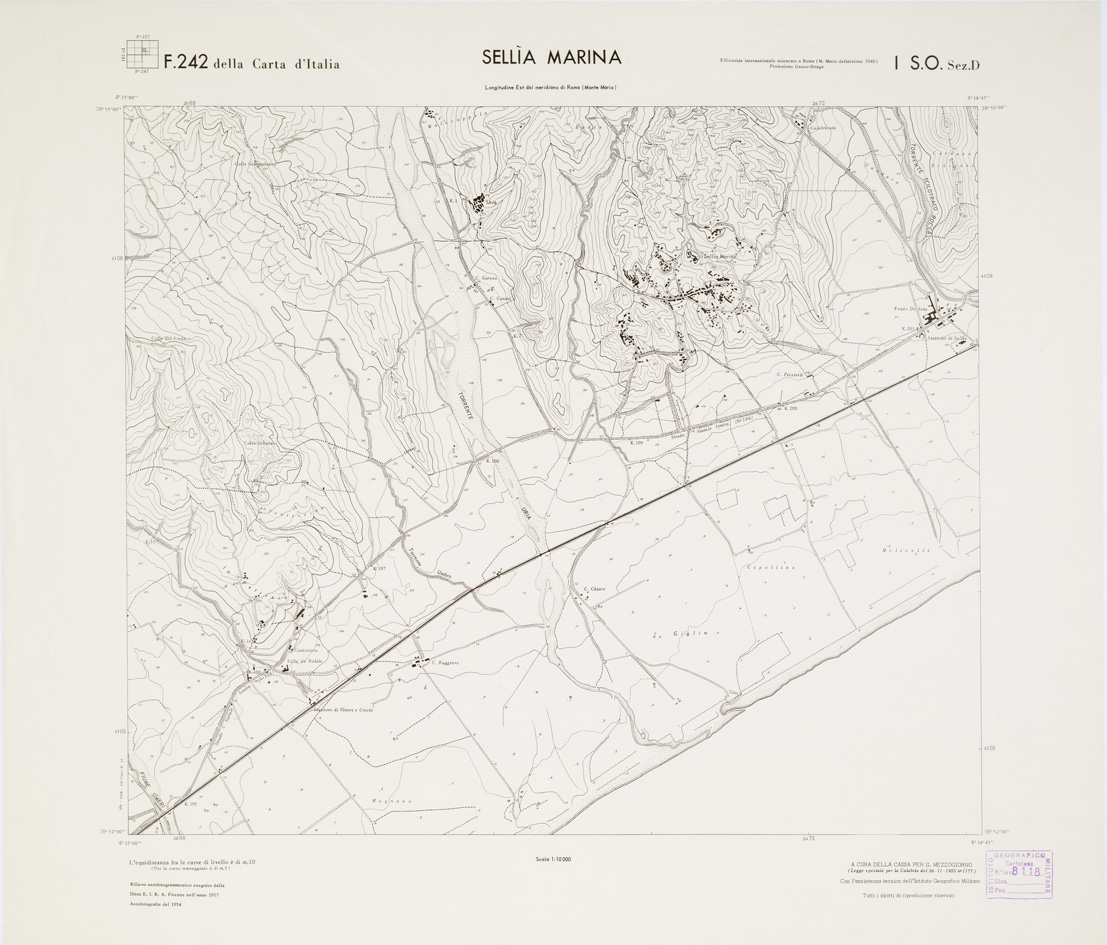 (N:7342) CARTA TOPOGRAFICA DELLA CALABRIA - Foglio 242 I S.O. SEZ.D - Sellia Marina (B0001607) Carte e stampe antiche: riproduzione a colori su carta (formato A1)