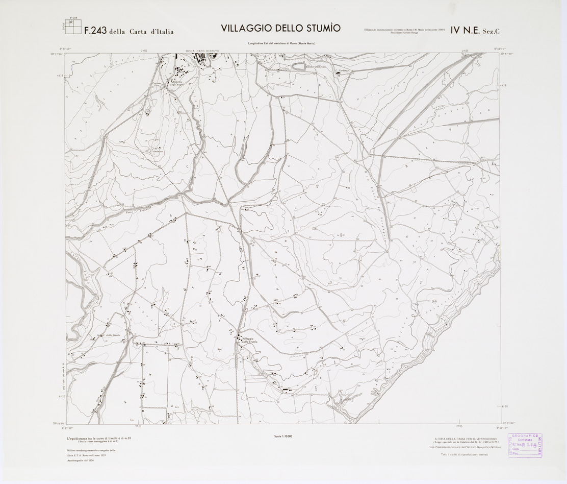 (N:7404) CARTA TOPOGRAFICA DELLA CALABRIA - Foglio 243 IV N.E. SEZ.C - Villaggio dello Stumio (B0001619) Carte e stampe antiche: riproduzione a colori su carta (formato A1)