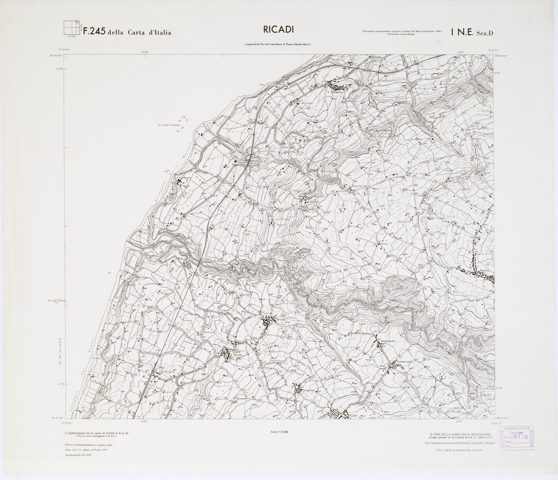 (N:7279) CARTA TOPOGRAFICA DELLA CALABRIA - Foglio 245 I N.E. SEZ. D - Ricadi (B0001629) Carte e stampe antiche: riproduzione a colori su carta (formato A1)