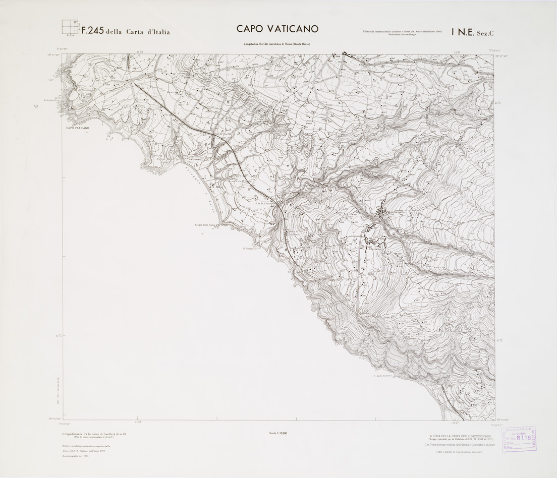 (N:7033) CARTA TOPOGRAFICA DELLA CALABRIA - Foglio 245 I N.E. SEZ.C - Capo Vaticano (B0001635) Carte e stampe antiche: riproduzione a colori su carta (formato A1)