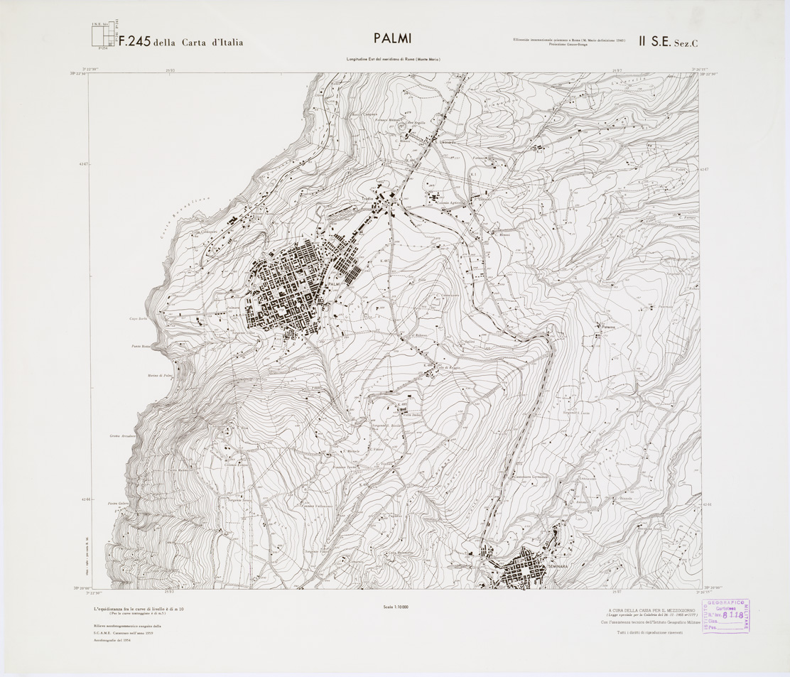 (N:7237) CARTA TOPOGRAFICA DELLA CALABRIA - Foglio 245 II S.E. SEZ.C - Palmi (B0001638) Carte e stampe antiche: riproduzione a colori su carta (formato A1)