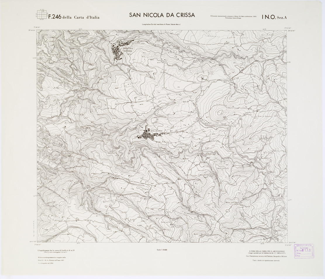 (N:7329) CARTA TOPOGRAFICA DELLA CALABRIA - Foglio 246 I N.O. SEZ.A - San Nicola da Crissa (B0001654) Carte e stampe antiche: riproduzione a colori su carta (formato A1)