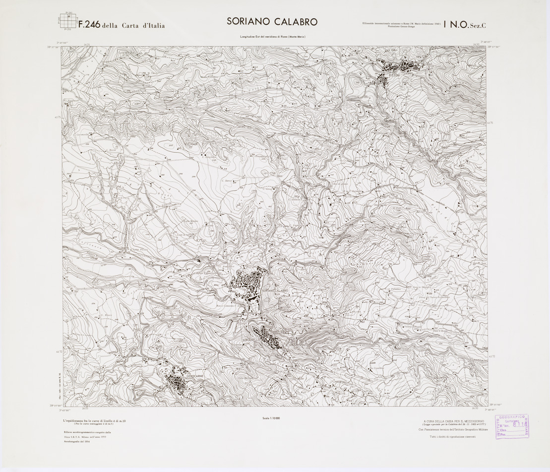 (N:7359) CARTA TOPOGRAFICA DELLA CALABRIA - Foglio 246 I N.O. SEZ.C - Soriano Calabro (B0001657) Carte e stampe antiche: riproduzione a colori su carta (formato A1)