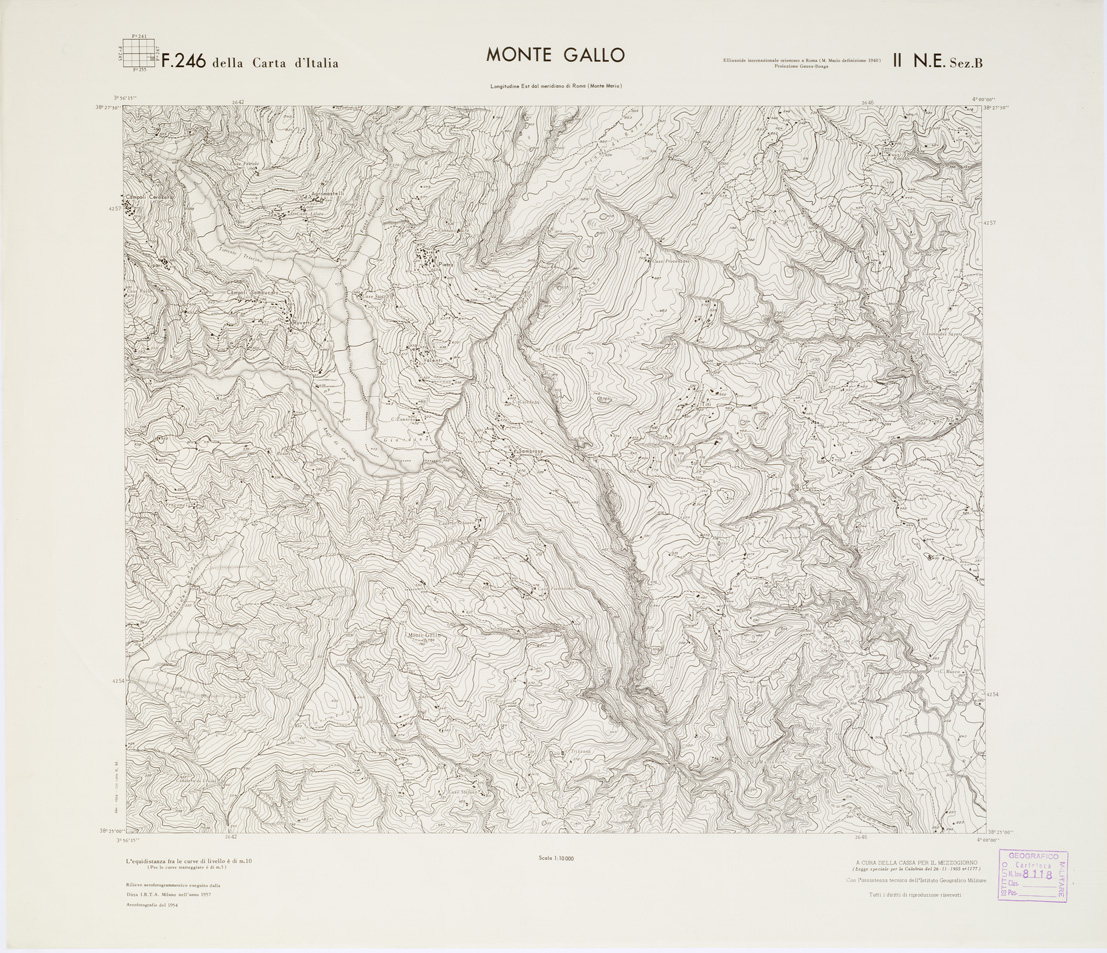 (N:7204) CARTA TOPOGRAFICA DELLA CALABRIA - Foglio 246 II N.E. SEZ.B - Monte Gallo (B0001669) Carte e stampe antiche: riproduzione a colori su carta (formato A1)
