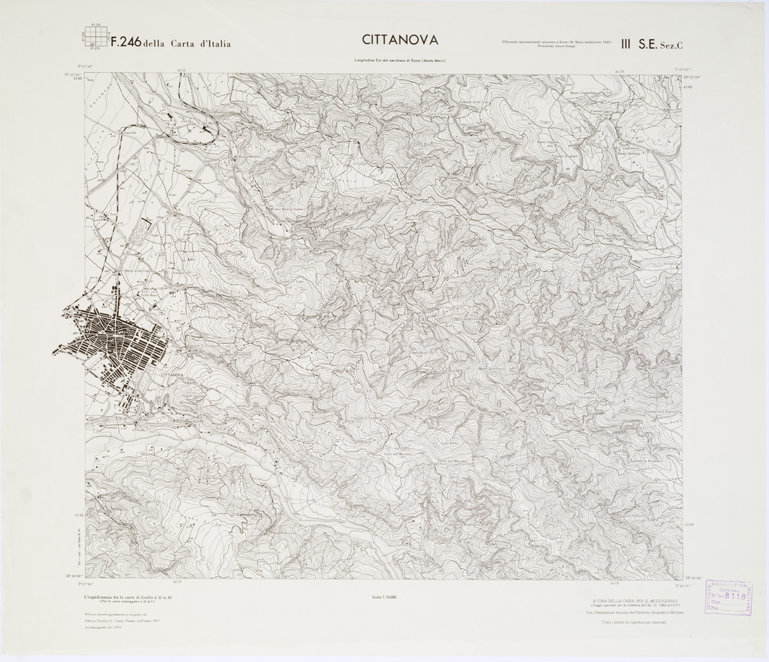 (N:7078) CARTA TOPOGRAFICA DELLA CALABRIA - Foglio 246 III S.E. SEZ.C - Cittanova (B0001675) Carte e stampe antiche: riproduzione a colori su carta (formato A1)