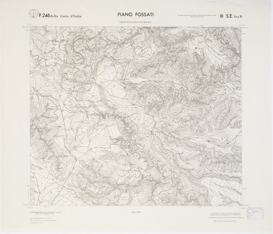 (N:7256) CARTA TOPOGRAFICA DELLA CALABRIA - Foglio 246 III S.E. SEZ.B - Piano Fossati (B0001676) Carte e stampe antiche: riproduzione a colori su carta (formato A1)
