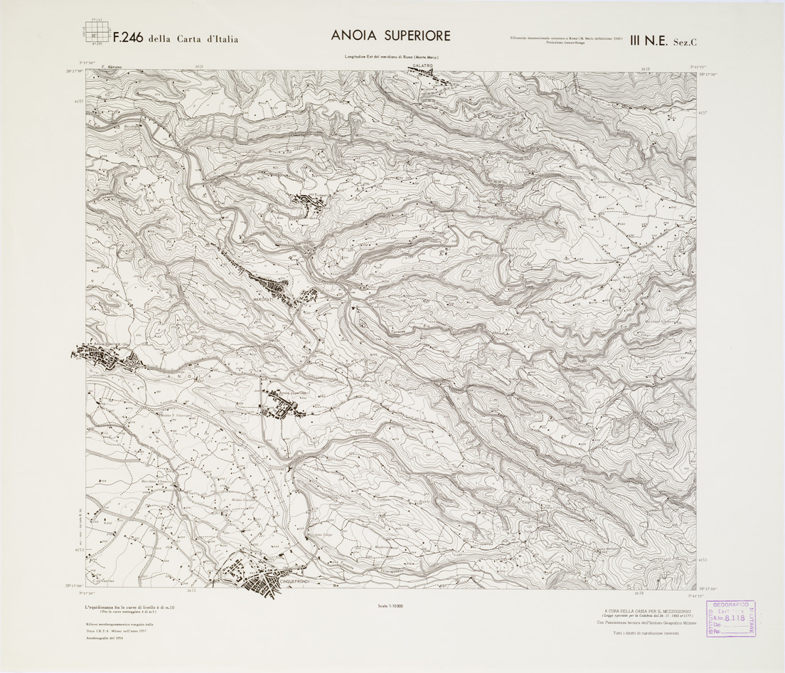 (N:6992) CARTA TOPOGRAFICA DELLA CALABRIA - Foglio 246 III N.E. SEZ.C - Anoia Superiore (B0001679) Carte e stampe antiche: riproduzione a colori su carta (formato A1)