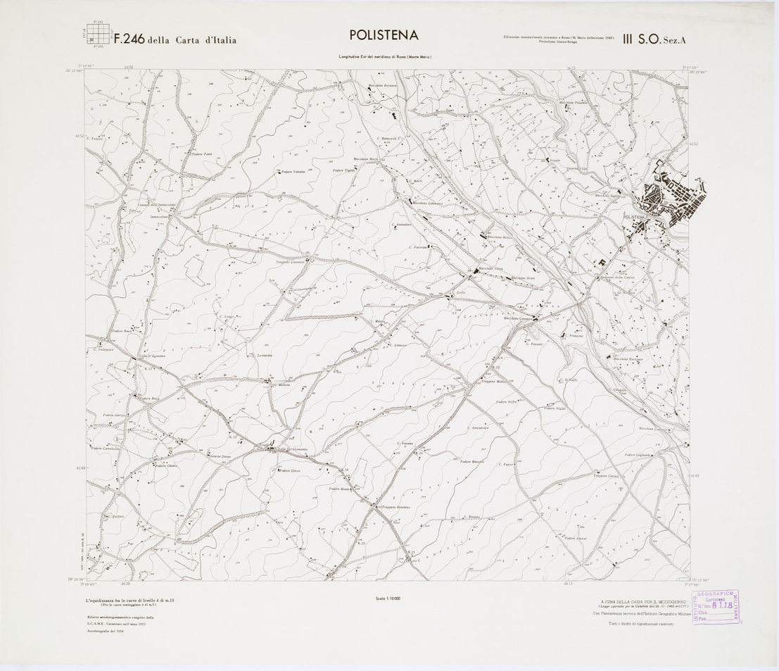 (N:7267) CARTA TOPOGRAFICA DELLA CALABRIA - Foglio 246 III S.O. SEZ.A - Polistena (B0001682) Carte e stampe antiche: riproduzione a colori su carta (formato A1)
