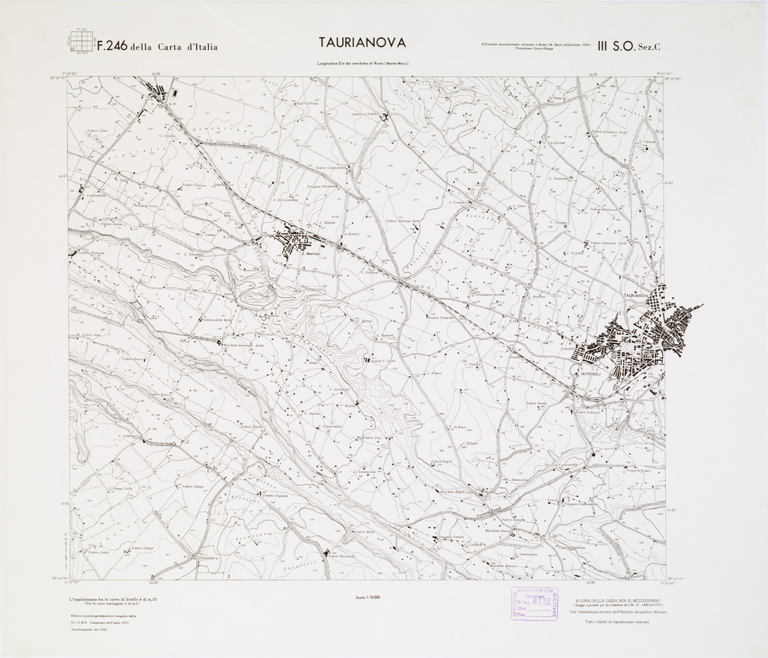 (N:7378) CARTA TOPOGRAFICA DELLA CALABRIA - Foglio 246 III S.O. SEZ.C - Taurianova (B0001684) Carte e stampe antiche: riproduzione a colori su carta (formato A1)