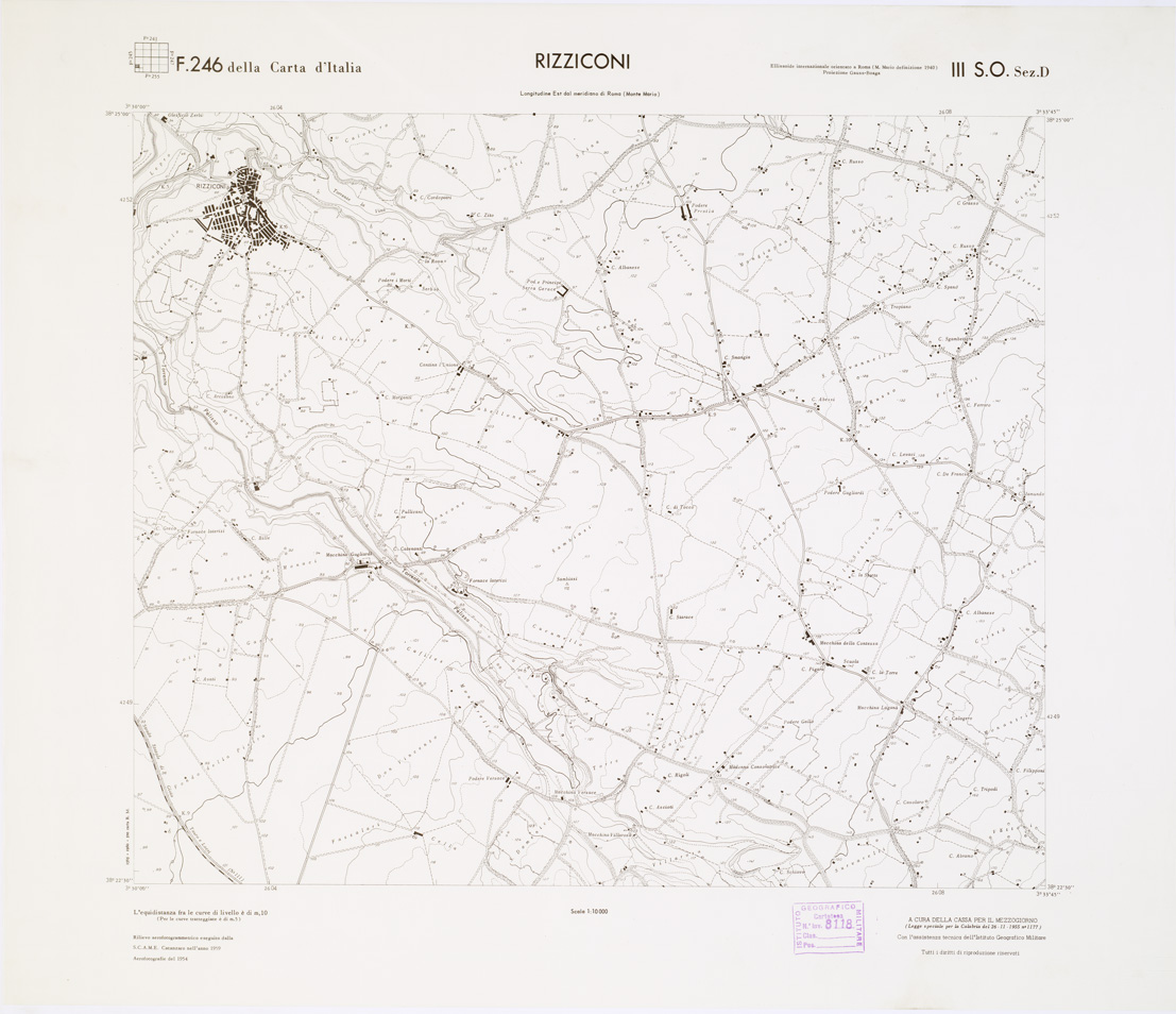 (N:7280) CARTA TOPOGRAFICA DELLA CALABRIA - Foglio 246 III S.O. SEZ.D - Rizziconi (B0001685) Carte e stampe antiche: riproduzione a colori su carta (formato A1)