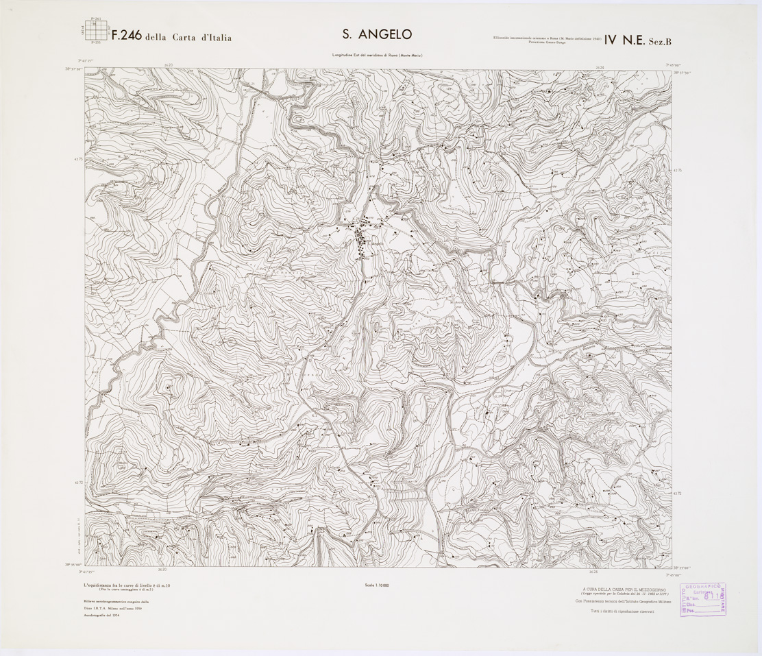 (N:7292) CARTA TOPOGRAFICA DELLA CALABRIA - Foglio 246 IV N.E. SEZ.B - S. Angelo (B0001692) Carte e stampe antiche: riproduzione a colori su carta (formato A1)