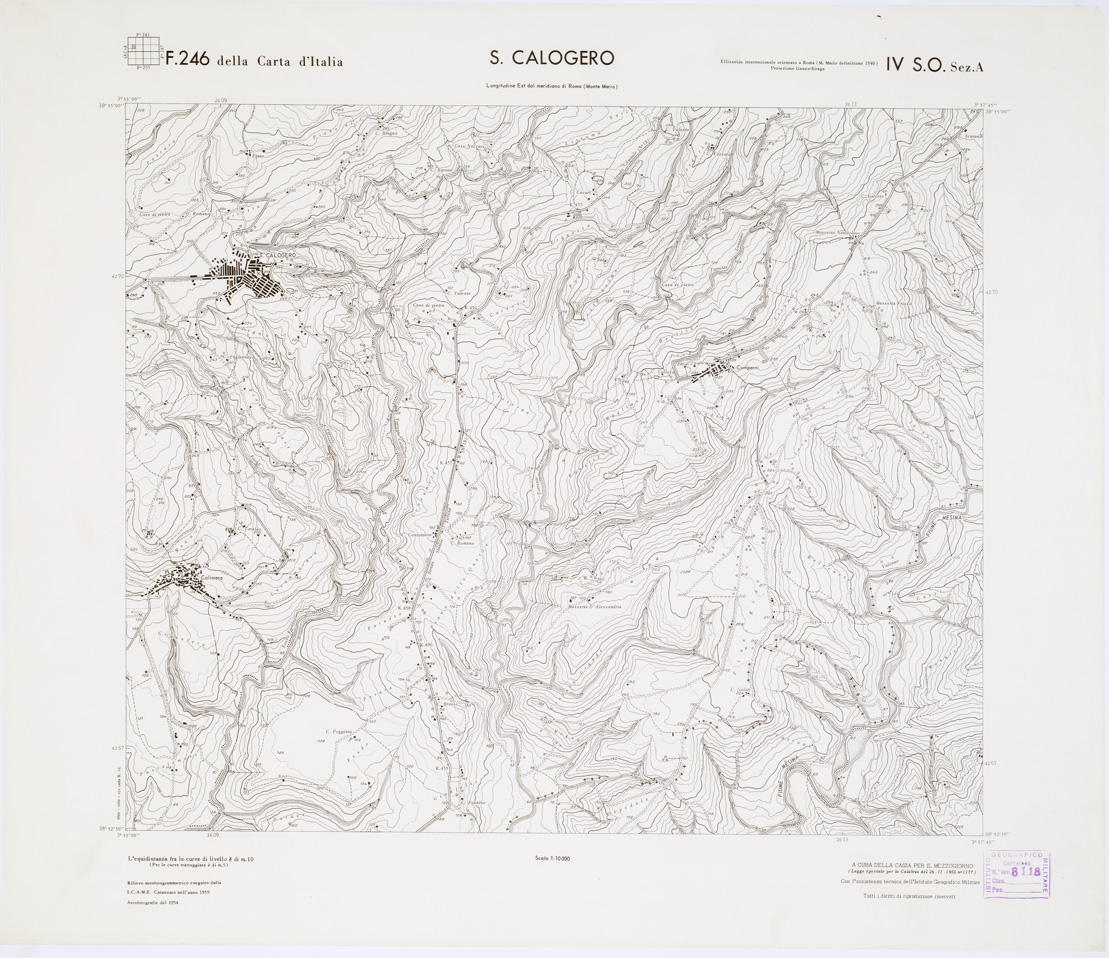 (N:7294) CARTA TOPOGRAFICA DELLA CALABRIA - Foglio 246 IV S.O. SEZ.A - S. Calogero (B0001698) Carte e stampe antiche: riproduzione a colori su carta (formato A1)