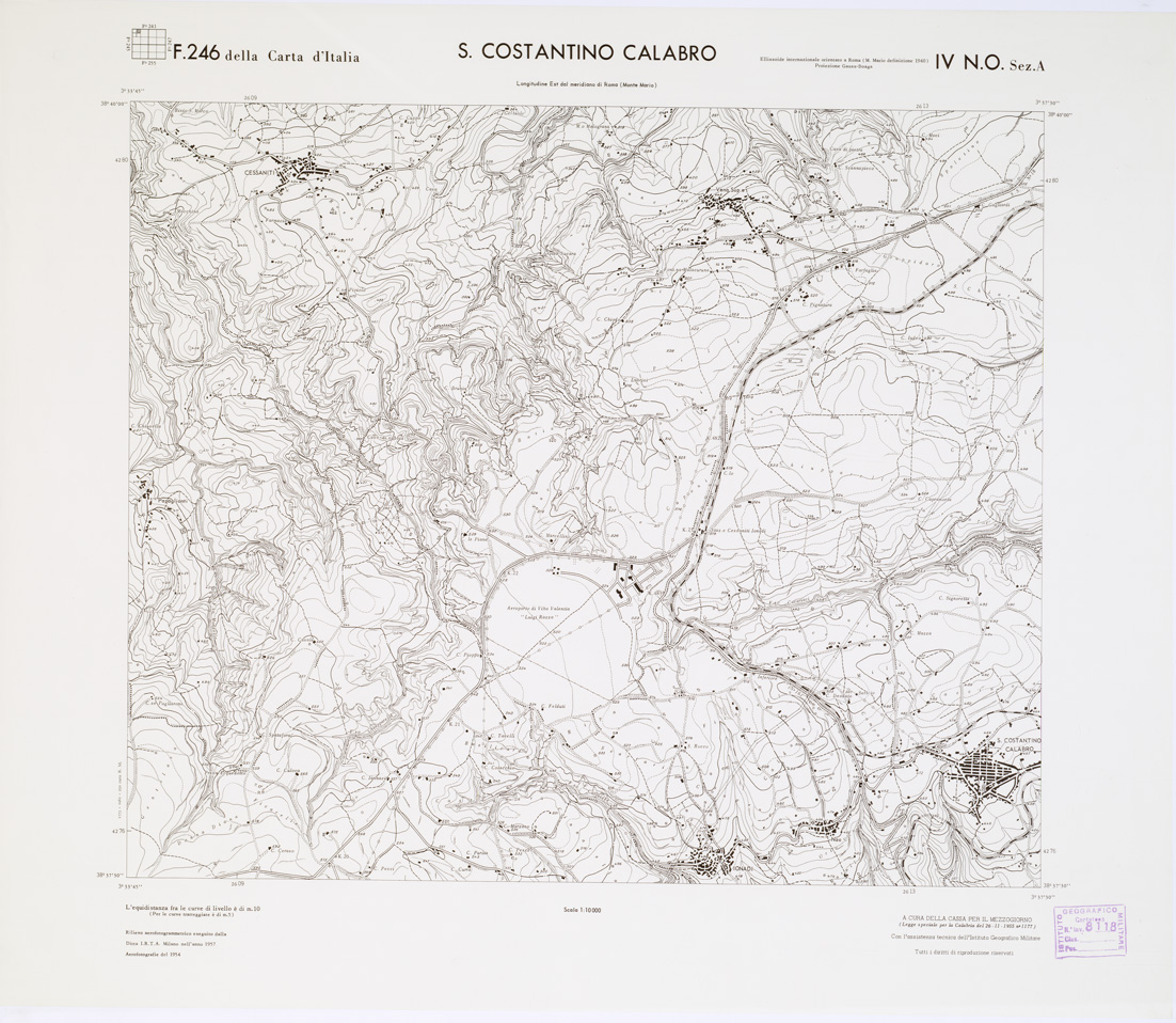 (N:7296) CARTA TOPOGRAFICA DELLA CALABRIA - Foglio 246 IV N.O. SEZ.A - S. Costantino Calabro (B0001702) Carte e stampe antiche: riproduzione a colori su carta (formato A1)