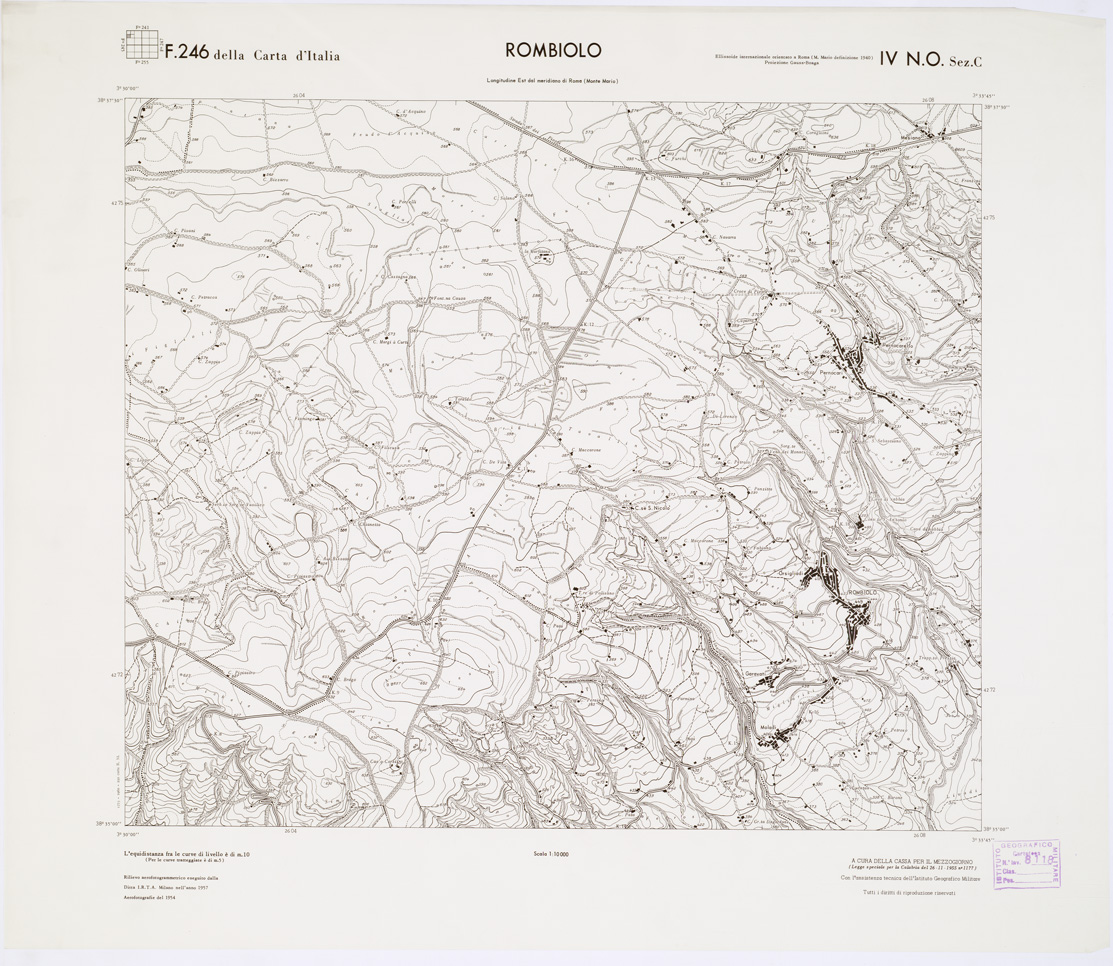 (N:7286) CARTA TOPOGRAFICA DELLA CALABRIA - Foglio 246 IV N.O. SEZ.C - Rombiolo (B0001704) Carte e stampe antiche: riproduzione a colori su carta (formato A1)