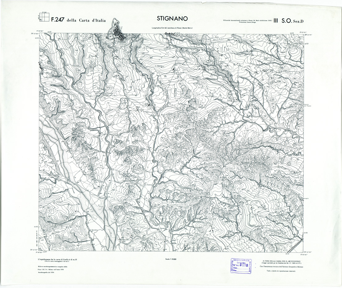 (N:7373) CARTA TOPOGRAFICA DELLA CALABRIA - Foglio 247 III S.O. SEZ.D - Stignano (B0001706) Carte e stampe antiche: riproduzione a colori su carta (formato A1)