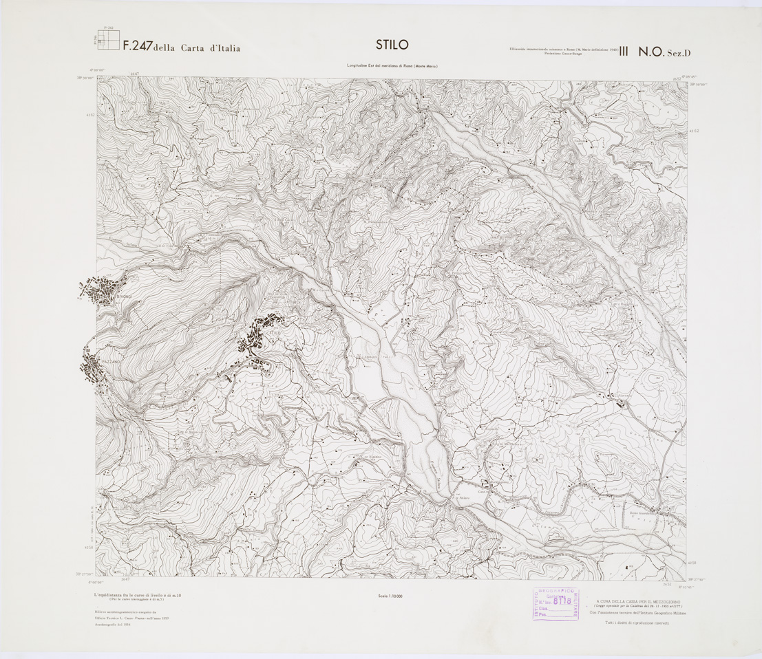 (N:7374) CARTA TOPOGRAFICA DELLA CALABRIA - Foglio 247 III N.O. SEZ.D - Stilo (B0001712) Carte e stampe antiche: riproduzione a colori su carta (formato A1)