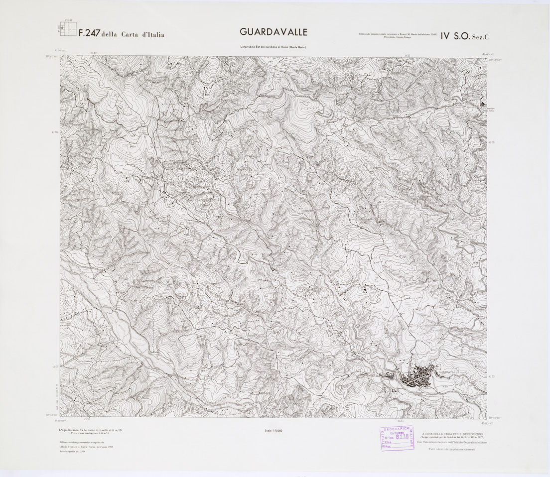 (N:7138) CARTA TOPOGRAFICA DELLA CALABRIA - Foglio 247 IV S.O. SEZ.C - Guardavalle (B0001715) Carte e stampe antiche: riproduzione a colori su carta (formato A1)