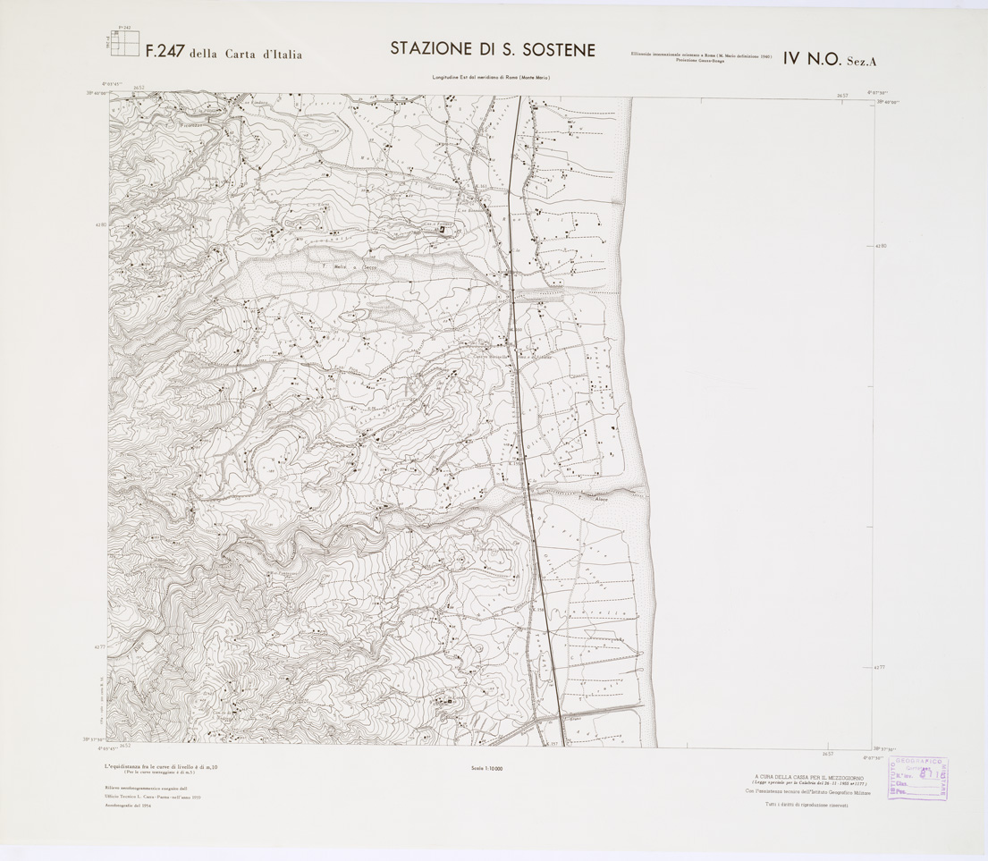 (N:7369) CARTA TOPOGRAFICA DELLA CALABRIA - Foglio 247 IV N.O. SEZ.A - Stazione di S. Sostene (B0001717) Carte e stampe antiche: riproduzione a colori su carta (formato A1)