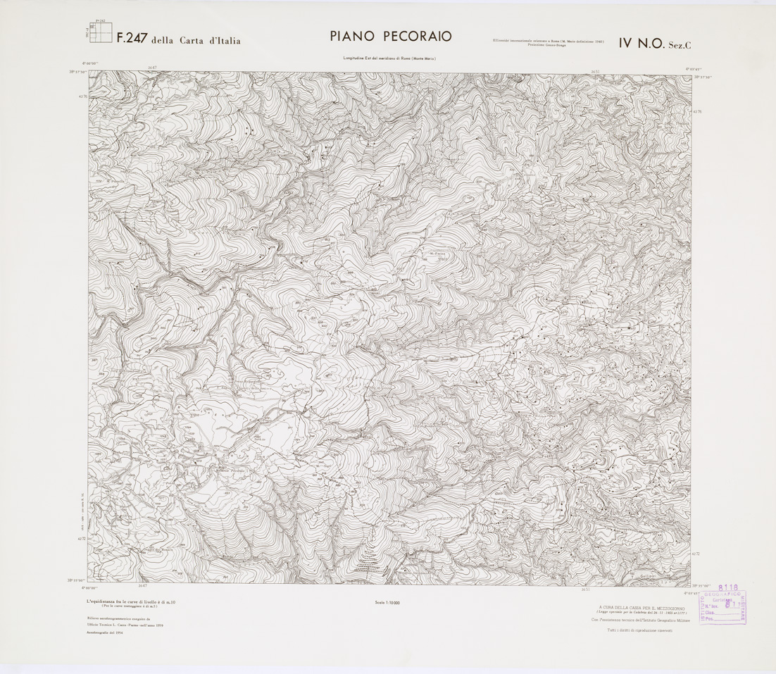 (N:7257) CARTA TOPOGRAFICA DELLA CALABRIA - Foglio 247 IV N.O. SEZ.C - Piano Pecoraio (B0001719) Carte e stampe antiche: riproduzione a colori su carta (formato A1)