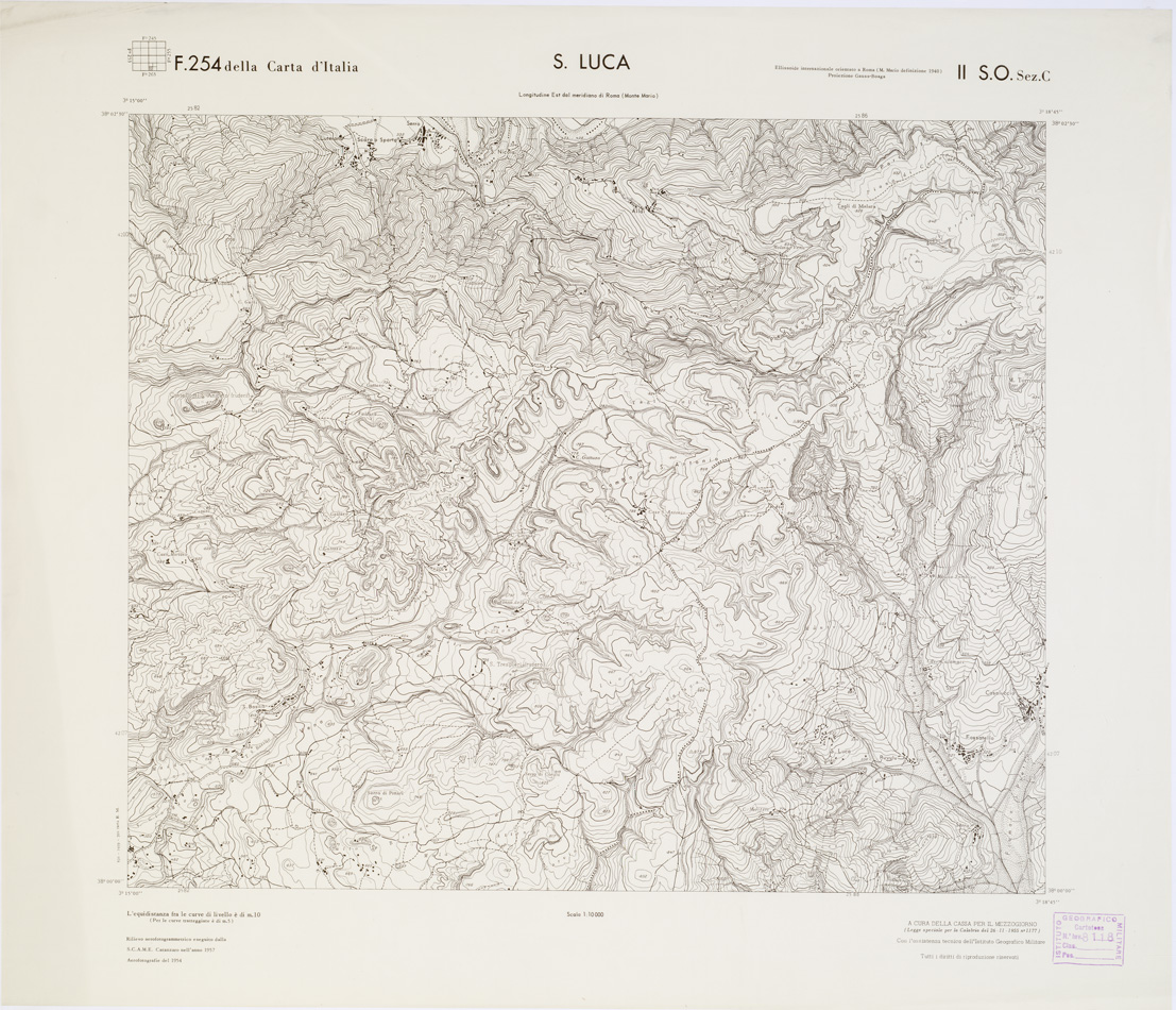 (N:7311) CARTA TOPOGRAFICA DELLA CALABRIA - Foglio 254 II S.O. SEZ.C - S. Luca (B0001744) Carte e stampe antiche: riproduzione a colori su carta (formato A1)