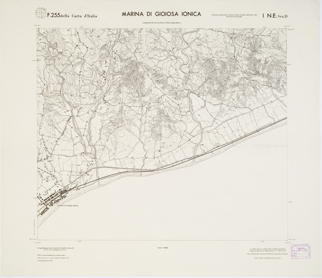 (N:7176) CARTA TOPOGRAFICA DELLA CALABRIA - Foglio 255 I N.E. SEZ.D - Marina di Gioiosa Ionica (B0001759) Carte e stampe antiche: riproduzione a colori su carta (formato A1)