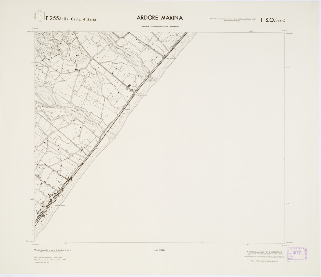 (N:6997) CARTA TOPOGRAFICA DELLA CALABRIA - Foglio 255 I S.O. SEZ.C - Ardore Marina (B0001760) Carte e stampe antiche: riproduzione a colori su carta (formato A1)