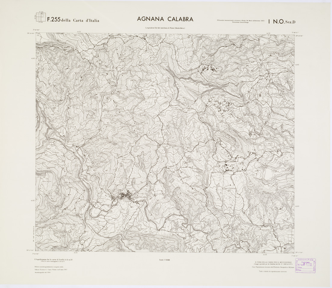 (N:6985) CARTA TOPOGRAFICA DELLA CALABRIA - Foglio 255 I N.O. SEZ.D - Agnana Calabra (B0001763) Carte e stampe antiche: riproduzione a colori su carta (formato A1)