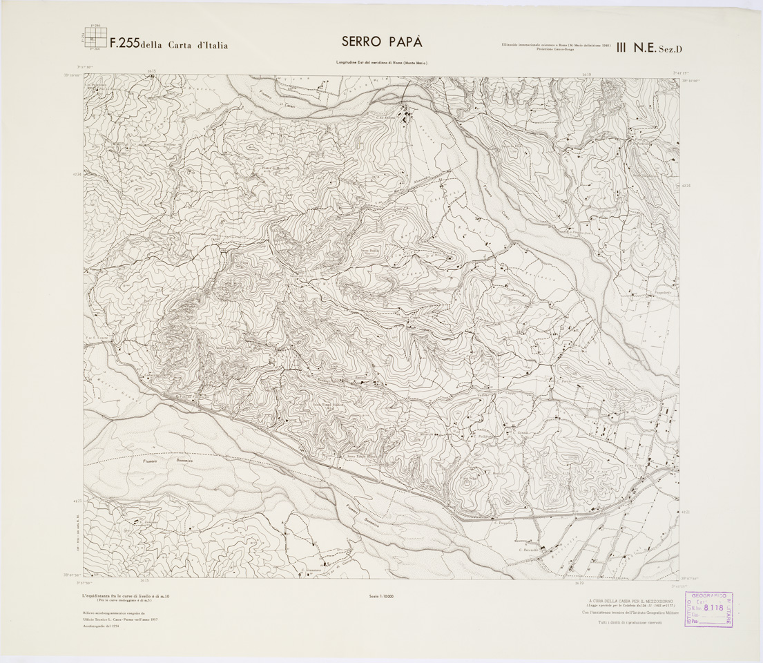 (N:7352) CARTA TOPOGRAFICA DELLA CALABRIA - Foglio 255 III N.E. SEZ.D - Serro Pap (B0001767) Carte e stampe antiche: riproduzione a colori su carta (formato A1)