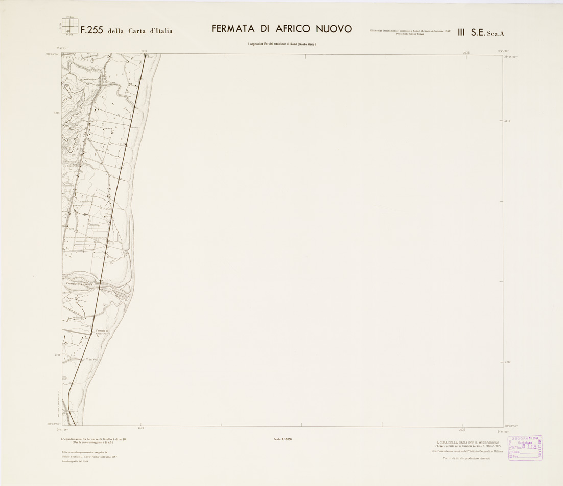 (N:7113) CARTA TOPOGRAFICA DELLA CALABRIA - Foglio 255 III S.E. SEZ.A - Fermata di Africo Nuovo (B0001768) Carte e stampe antiche: riproduzione a colori su carta (formato A1)